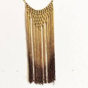 Long Bib Necklace Mustard Yellow Brown Ombre Gold